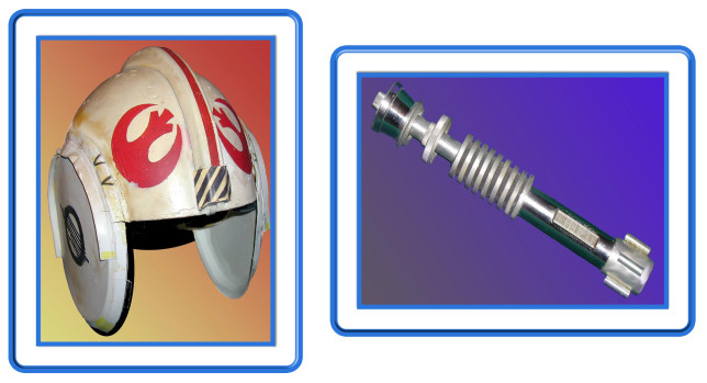 Helmet created in 1984 . Light Sabre created in 1983.